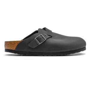 Birkenstock Boston Donna Nero In Pelle Oleata Senza Cuciture