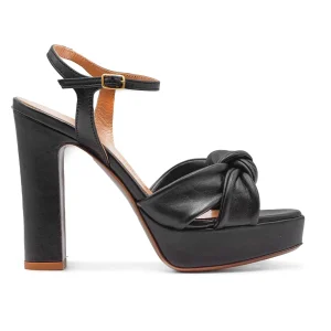 Sandali Donna Nero Lac In Morbida Nappa Con Fiocco Oversize